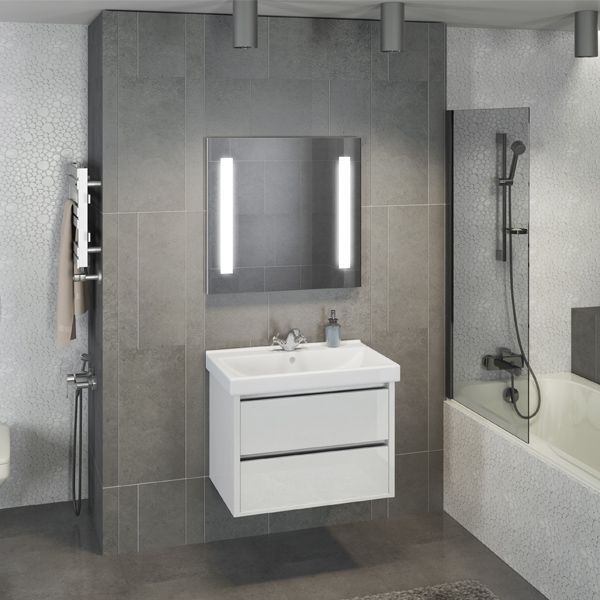 Comforty Тумба-умывальник "Дублин-75" белый глянец с раковиной Comforty 8057
