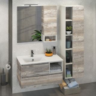Comforty Тумба-умывальник "Турин-90L" дуб бежевый с раковиной Comforty 9090EL Comforty Тумба-умывальник "Турин-90L" дуб бежевый с раковиной Comforty 9090EL