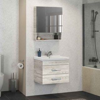 Comforty Зеркало-шкаф "Никосия-60" дуб белый Comforty Зеркало-шкаф "Никосия-60" дуб белый