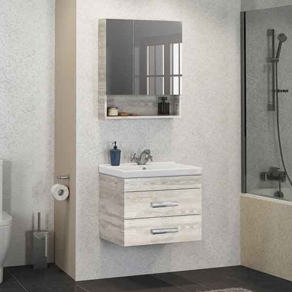Comforty Зеркало-шкаф "Никосия-60" дуб белый