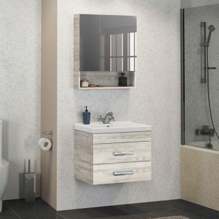 Comforty Тумба-умывальник "Никосия-60П"  дуб белый с раковиной Fest 60 F01 Comforty Тумба-умывальник "Никосия-60П"  дуб белый с раковиной Fest 60 F01