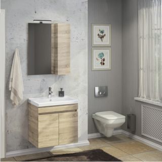 Comforty Тумба-умывальник "Тромсе-60" дуб сонома с раковиной Fest 60 F01 Comforty Тумба-умывальник "Тромсе-60" дуб сонома с раковиной Fest 60 F01