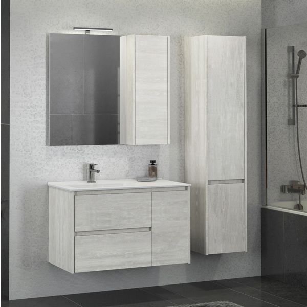 Comforty Тумба-умывальник "Бремен-90" дуб белый с раковиной Comforty 9090EL