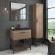 Comforty Тумба-умывальник "Бредфорд-75" дуб темный с раковиной Comforty 75E черная матовая