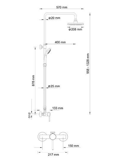 Wasserkraft А12202 Душевой комплект со смесителем для душа Wasserkraft А12202 Душевой комплект со смесителем для душа