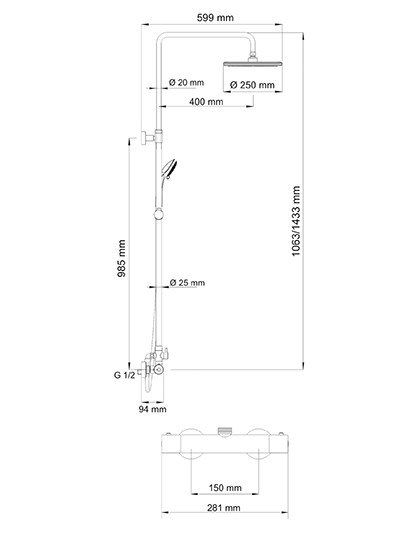 Wasserkraft A13302 Thermo Душевой комплект со смесителем для душа Wasserkraft A13302 Thermo Душевой комплект со смесителем для душа