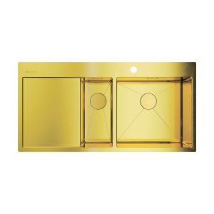 Мойка кухонная Omoikiri Akisame 100-2-LG-R нерж. сталь/светлое золото