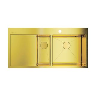 Мойка кухонная Omoikiri Akisame 100-2-LG-R нерж. сталь/светлое золото