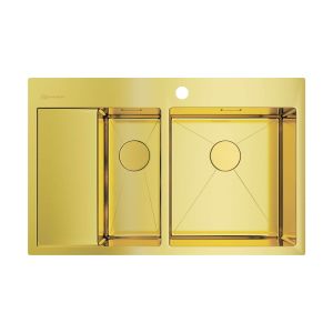 Мойка кухонная Omoikiri Akisame 78-2-LG-R нерж.сталь/светлое золото