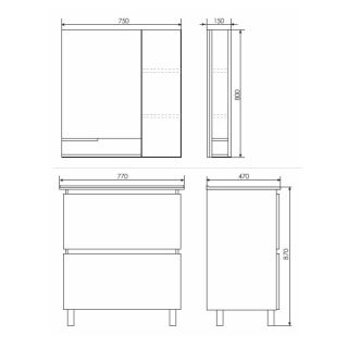 Comforty Зеркало-шкаф "Верона-75" дуб белый Comforty Зеркало-шкаф "Верона-75" дуб белый