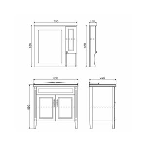 Comforty Тумба-умывальник "Палермо-80" белый глянец с раковиной Comforty 3380