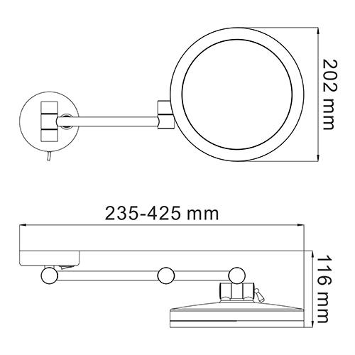 Wasserkraft K-1004 Зеркало с LED-подсветкой 3-х кратным увеличением