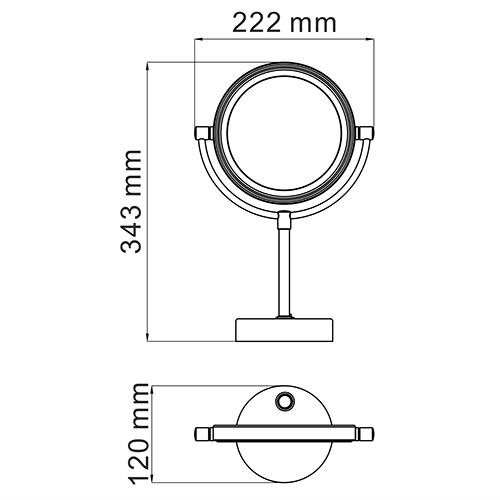 Wasserkraft K-1005 Зеркало с LED-подсветкой двухстороннее стандартное и с 3-х кратным увеличением