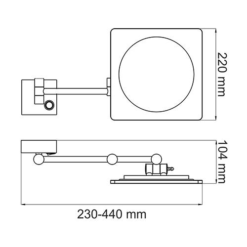 Wasserkraft K-1008 Зеркало с LED-подсветкой 3-х кратным увеличением