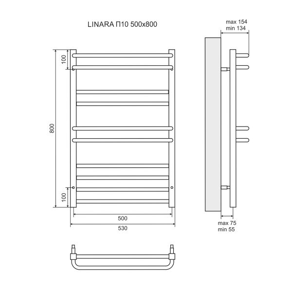 Полотенцесушитель электрический Lemark Linara П10 LM04810E 500x800, левый/правый