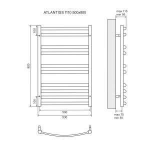 Полотенцесушитель водяной Lemark Atlantiss П10 LM32810R 500x800