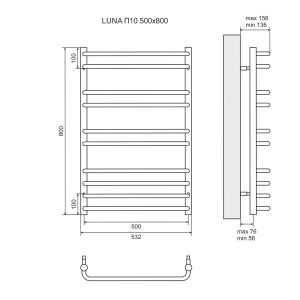 Полотенцесушитель водяной Lemark Luna П10 LM41810 500x800