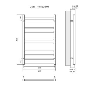 Полотенцесушитель водяной Lemark Unit П10 LM45810 500x800