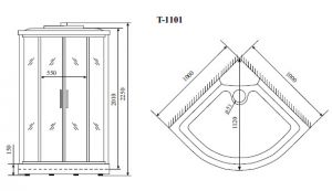Timo Comfort T-8801 Fabric Glass душевая кабина (100*100*220)