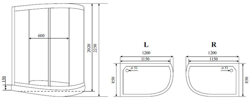 Timo Comfort T-8802L Fabric Glass душевая кабина (120*85*220)