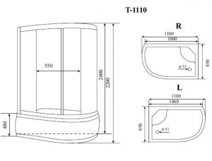 Timo Standart T-1110 R душевая кабина (110*85*220)
