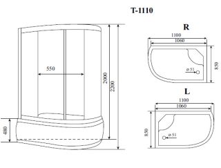 Timo Standart T-1110 L душевая кабина (110*85*220)