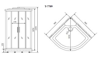 Timo Lux T-7709 душевая кабина (90*90*220) Timo Lux T-7709 душевая кабина (90*90*220)