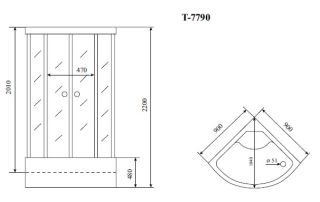 Timo Lux T-7790 душевая кабина (90*90*220) Timo Lux T-7790 душевая кабина (90*90*220)