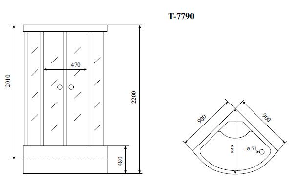Timo Lux T-7790 душевая кабина (90*90*220)