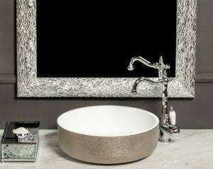 Раковина накладная Boheme Corian серебро 819-SL