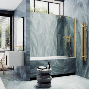 Шторка на ванну MaybahGlass MGV-770-3 50см золото