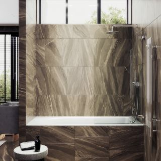 Шторка на ванну MaybahGlass MGV-644-4 40см хром глянцевый Шторка на ванну MaybahGlass MGV-644-4 40см хром глянцевый