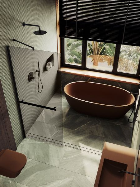 Душевая перегородка MaybahGlass MGD-727-6ш 79см чёрный