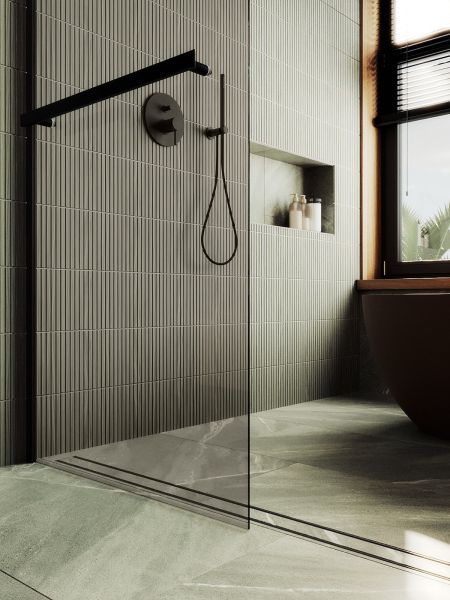 Душевая перегородка MaybahGlass MGD-727-6ш 79см чёрный