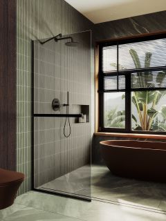 Душевая перегородка MaybahGlass MGD-727-6у 79см чёрный Душевая перегородка MaybahGlass MGD-727-6у 79см чёрный