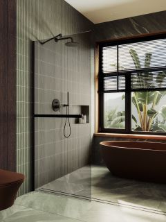 Душевая перегородка MaybahGlass MGD-727-6ш 79см чёрный Душевая перегородка MaybahGlass MGD-727-6ш 79см чёрный