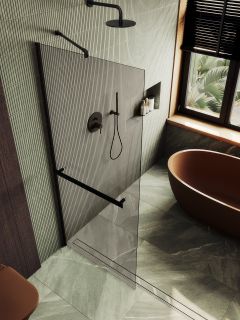 Душевая перегородка MaybahGlass MGD-727-6ш 79см чёрный Душевая перегородка MaybahGlass MGD-727-6ш 79см чёрный