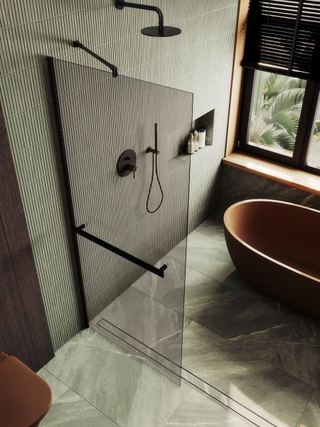 Душевая перегородка MaybahGlass MGD-727-6ш 79см чёрный