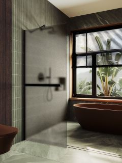 Душевая перегородка MaybahGlass MGD-728-6ш 79см чёрный Душевая перегородка MaybahGlass MGD-728-6ш 79см чёрный