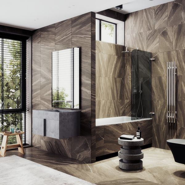 Шторка на ванну MaybahGlass MGV-650-4 40см хром глянцевый