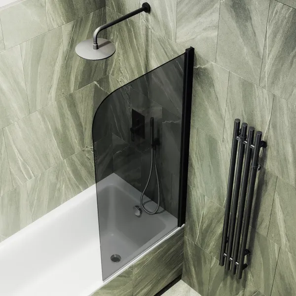 Шторка на ванну MaybahGlass MGV-623-6 80см чёрный