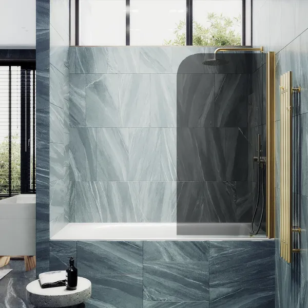 Шторка на ванну MaybahGlass MGV-608-3 50см золото