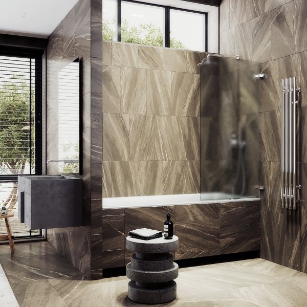 Шторка на ванну MaybahGlass MGV-648-4 40см хром глянцевый