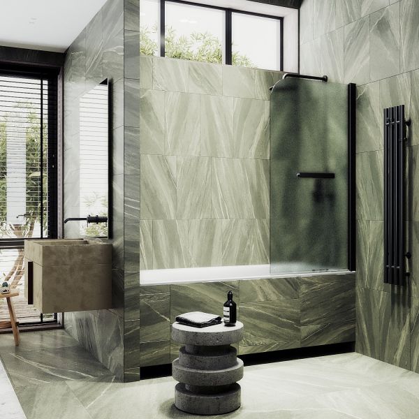 Шторка на ванну MaybahGlass MGV-793-6 80см чёрный