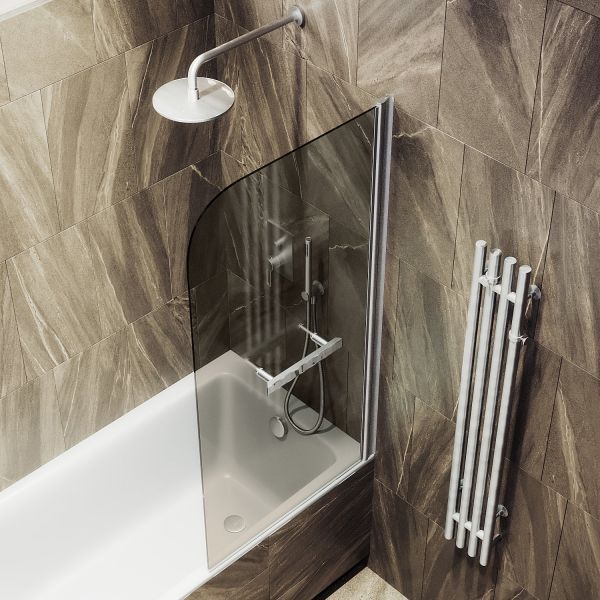 Шторка на ванну MaybahGlass MGV-789-5 80см хром матовый