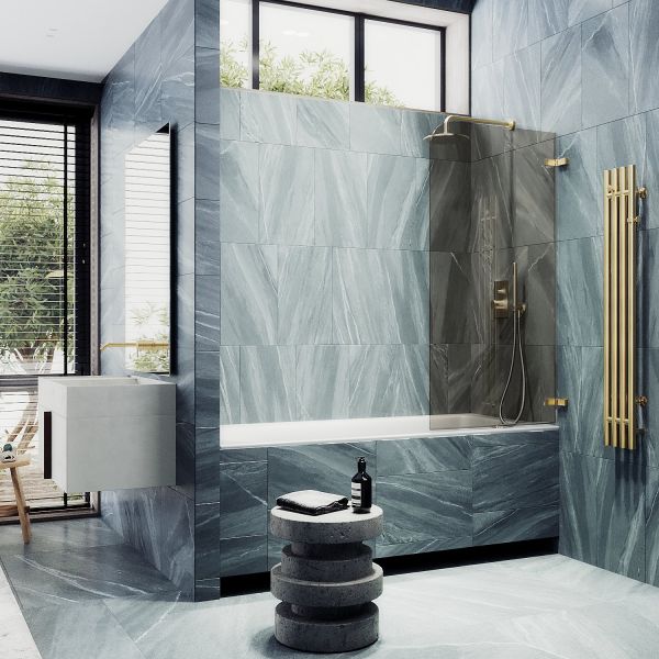 Шторка на ванну MaybahGlass MGV-652-3 70см золото