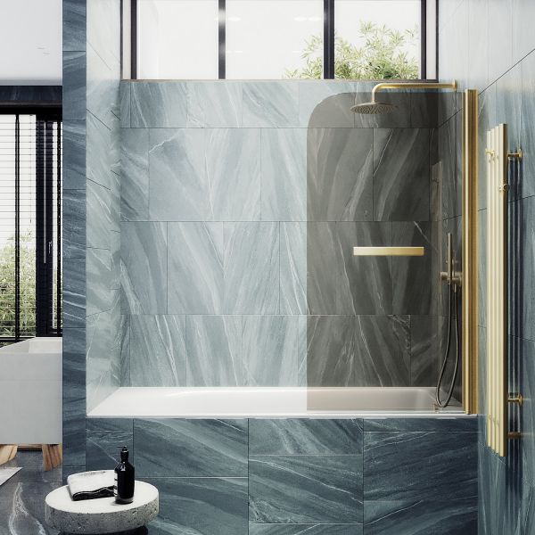 Шторка на ванну MaybahGlass MGV-783-3 70см золото