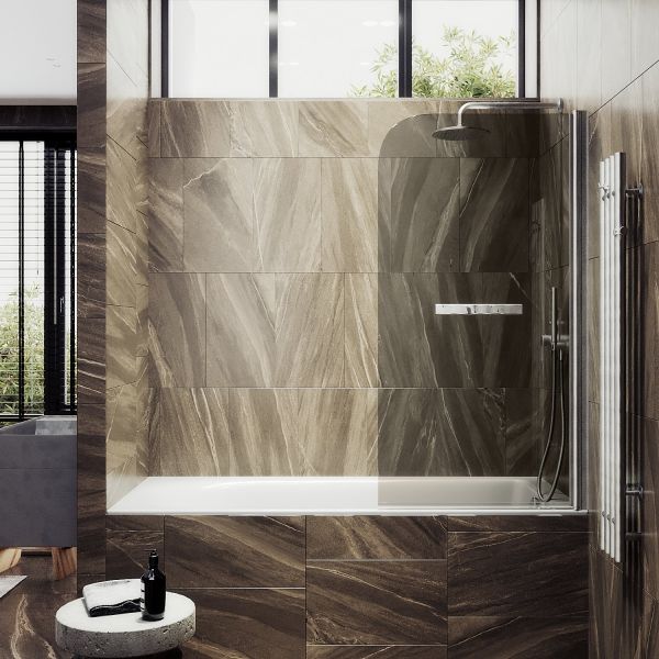 Шторка на ванну MaybahGlass MGV-789-5 80см хром матовый