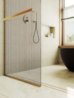 Душевая перегородка MaybahGlass MGD-727-3у 79см золото Душевая перегородка MaybahGlass MGD-727-3у 79см золото