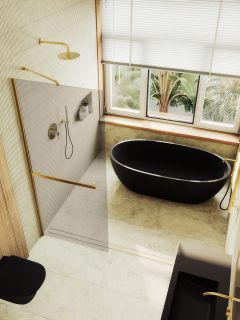 Душевая перегородка MaybahGlass MGD-727-3ш 79см золото Душевая перегородка MaybahGlass MGD-727-3ш 79см золото